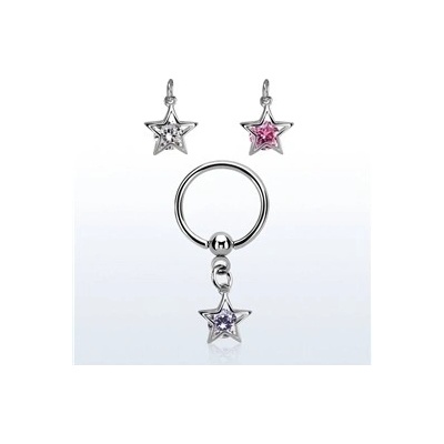Piercingate piercing kroužek hvězdička PKR00098 čirá