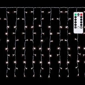 Aigostar - LED външна коледна гирлянда 300xLED/6W/230V/8 режима 3x1m IP44 студено бяло+ДУ (AI2204)