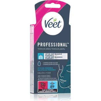 Veet Professional восъчни ленти за епилация за лице за чувствителна кожа на лицето 20 бр