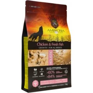 AMBROSIA HOLISTIC All breeds puppy Chicken Fresh Fish - холистична храна за подрастващи кучета от всички породи, с пиле и прясна риба - 6 кг, Франция