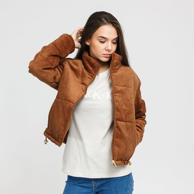 Urban Classics Ladies Corduroy Puffer Jacket hnědá