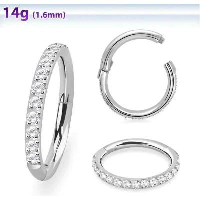 InfinityPierce Krásný kroužek s čirými krystaly různých průměrů SGSHB10