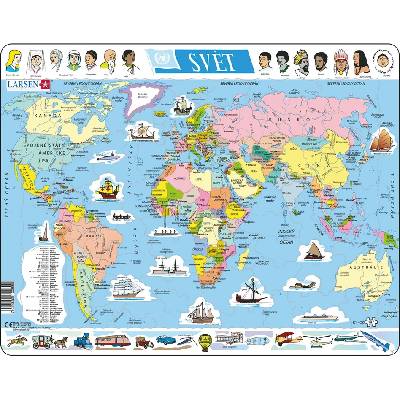 LARSEN Puzzle Svet politická mapa 107 dielikov - mix variantov či farieb
