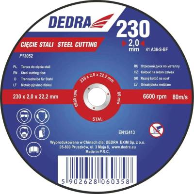 DEDRA Kotouč řezný na ocel 230x2x22,2 mm