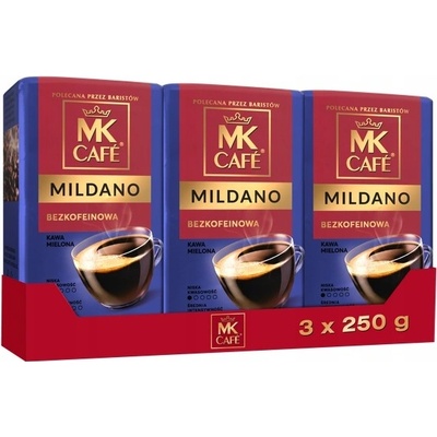 MK Cafe Mletá káva Mildano bez kofeinu 3 x 250 g
