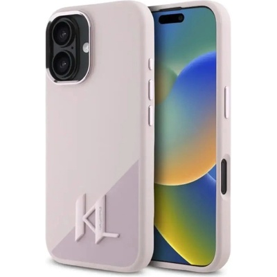 KARL LAGERFELD Калъф Karl Lagerfeld Silicone Shadow Metal Initial MagSafe iPhone 16 - розов (3666339317966)