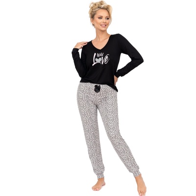 Donna Дамска пижама Piama-Pantera-Long-Black-BlackV-64027-Black - Бордо, размер 42