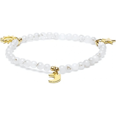Milujeme Kameny Měsíční kámen bílý s přívěsky náramek kulička NKSP148