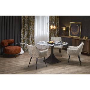 Bogdan Furniture Europe Трапезна маса manuel кръгла черен мрамор/черно