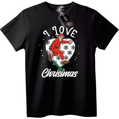 NOONEBRAND Тениска Санта на Скейт с Коледен Дух - S, Black