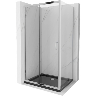 Mexen Apia плъзгаща се душ кабина 140 x 90 см, прозрачна, хром + тава Flat, черна (840-140-090-01-00-4070)