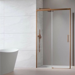 Radaway Квадратна душ кабина с плъзгаща се врата Radaway Idea KDJ 120x120 см, матирана мед-прозрачно покритие, лява (387042-93-01L+387054-93-01R)