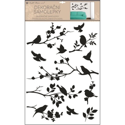 Anděl Samolepka na zeď - větev s ptáčky - 42 x 60 cm - 15503 – Zboží Mobilmania