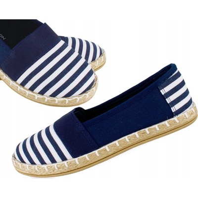 Espadrilky tenisky nazouvací tmavě modré pruhy bílé