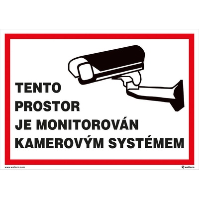 Walteco Tento prostor je monitorován 297x210mm, formát A4, plastová tabulka Množství: 5 ks , 20050BP1