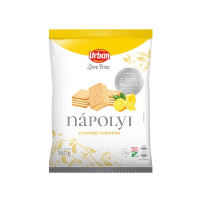 Urbán Oplátky plnené krémom s citrónovou príchuťou bez cukru 180 g