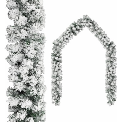 vidaXL Коледен гирлянд със сняг, зелен, 10 м, pvc (320968)