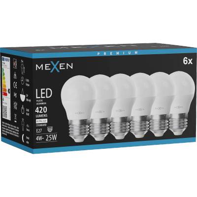 Mexen Nova 6x LED крушка E27, G45, 4W, неутрална - 4000K, 420 lm - L101-E27-0440-01x06 (L101-E27-0440-01x06)