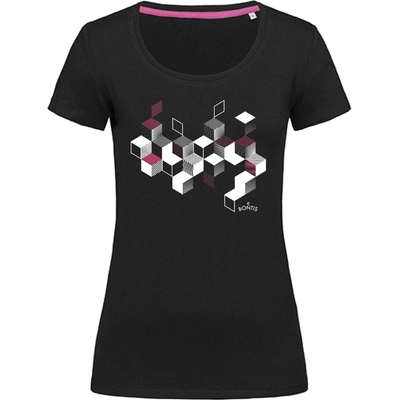 Bontis Dámske tričko CUBES Čierna / ružová