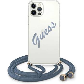 GUESS Калъф за телефон Guess Script Vintage за iPhone 12 Pro Max, син (GUE001084)