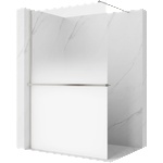 Mexen Kioto+ душ стена с рафт Walk-in 150 x 200 cm, омбре бяла 8 mm, четкан никел (800-150-121-97-86)