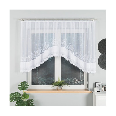 Dekorační krátká vzorovaná záclona na žabky GENOWEFA 120 bílá 300x120 cm MyBestHome