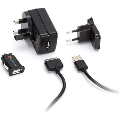 Griffin Комплект захранване за ел. мрежа 2.1А, зарядно за кола 2.1А и кабел за iPad, iPhone и iPod с Dock конектор - Griffin PowerDuo (GA23105)