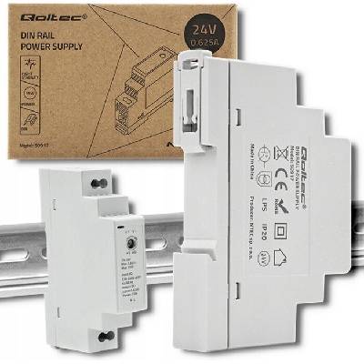 Napájecí zdroj na DIN lištu Qoltec 50919 30 W 24V1,25 A šedý