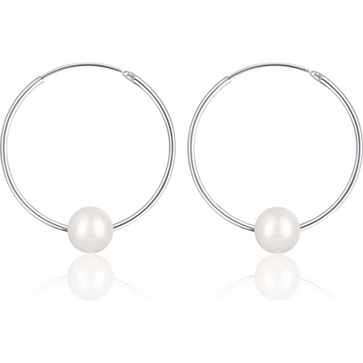 JwL Luxury Pearls stříbrné kruhy s pravými bílými perlami JL0633
