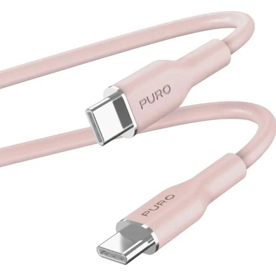 Puro PUUSBCUSBCICONROSE USB-C/USB-C, 60 W, Soft, 1,5m, růžový