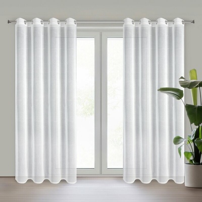 Takoy Záclona bílá ze síťoviny s geometrickým vzorem 140x250 cm očka - ADRI-HF-479174 | 140 x 250 cm