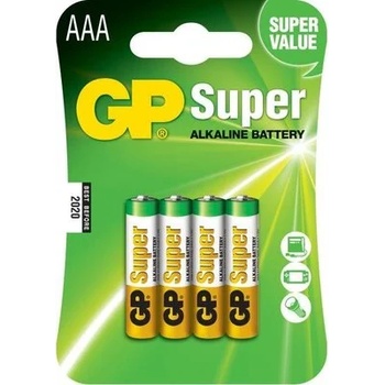 GP Batteries Алкална батерия gp super lr03 aaa, 4 бр. в опаковка / блистер, 1.5v, gp24a (gp-ba-24a21-sb4)