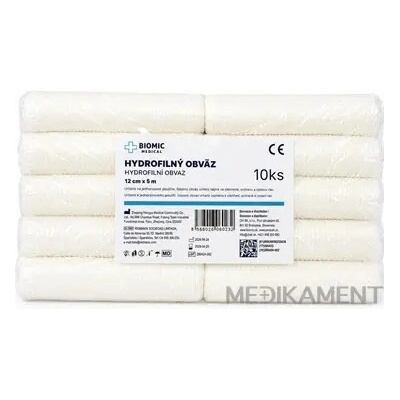BIOMIC Obväz hydrofilný 12 cm x 5 m nesterilný 10 ks