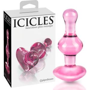 Icicles No. 75 - стъклен анален плъг сърце - розов