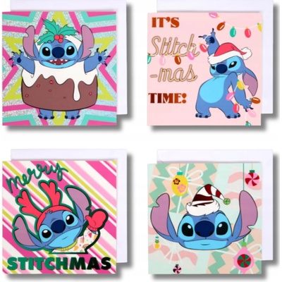 žiadna značka Praktické Vianočné Blahoželania Stitch Dvojité s Obálkami Sada 8 Kusov