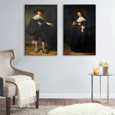 Obraz na plátne Rembrandt - Portréty Martena Soolmansa a Oopjena Coppita - 80x60 cm