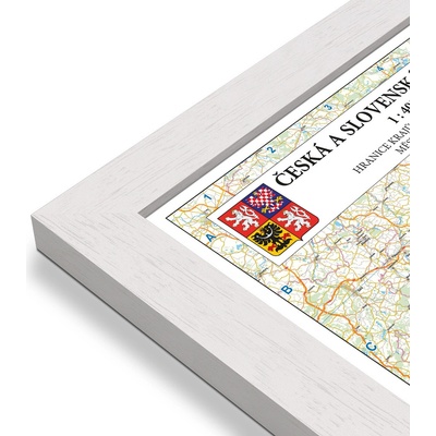 Excart Maps ČR + SR - nástěnná mapa 200 x 140 cm Varianta: mapa v dřevěném rámu, Provedení: Pegi bílý