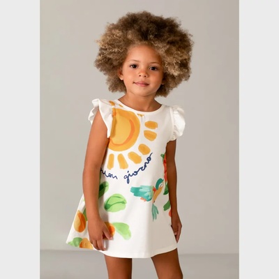 Mayoral Рокля трикотаж в мръснобял цвят за мини момиче Mayoral