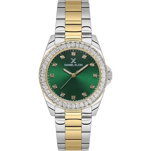 Daniel Klein Daniel DK. 1.13950-5 Дамски часовник, Сребро/Злато| Premium серия | Зелен циферблат, Стоманена верижка Часовници