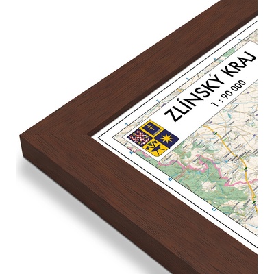 Excart Maps Zlínský kraj - obří nástěnná mapa 200 x 140 cm Varianta: mapa v dřevěném rámu, Provedení: Pegi višeň