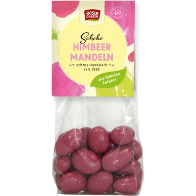 ROSENGARTEN Mandle v mléčné a bílé čokoládě s malinami BIO 100 g