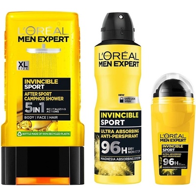 L'Oréal Men Expert Комплект - Душ гел, Рол-он и Спрей дезодорант, 300 + 50 + 150 ml