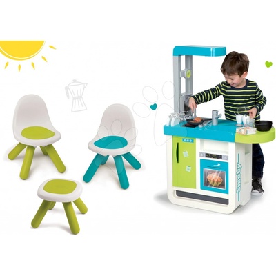 Smoby set kuchyňka Cherry Kitchen a stolek Piknik se dvěma židlemi KidChair Blue 310900-6