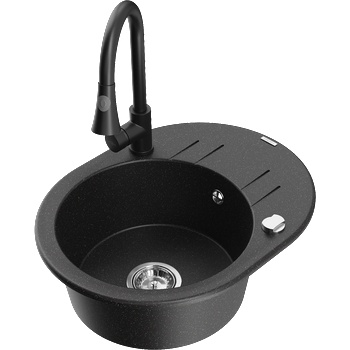 Mexen Kevin гранитна мивка с една камера с отцедник и кухненски смесител (6517-73-670101-70)