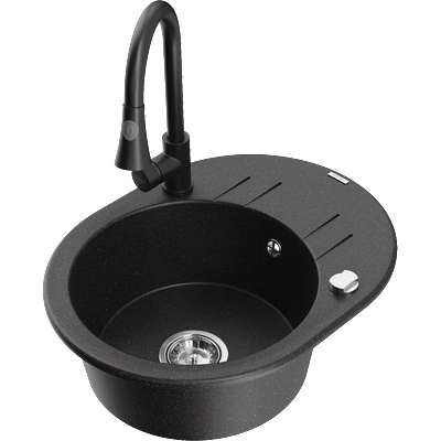 Mexen Kevin гранитна мивка с една камера с отцедник и кухненски смесител (6517-73-670101-70)