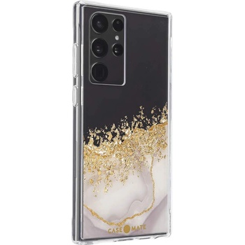 Case-Mate Karat Marble Case - дизайнерски удароустойчив кейс със златни нишки за Samsung Galaxy S22 Ultra (прозрачен)