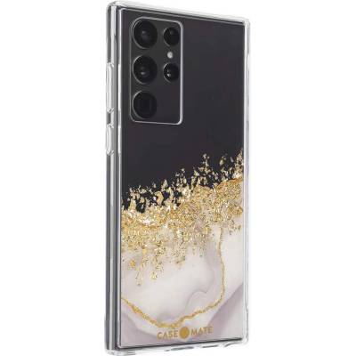 Case-Mate Karat Marble Case - дизайнерски удароустойчив кейс със златни нишки за Samsung Galaxy S22 Ultra (прозрачен)