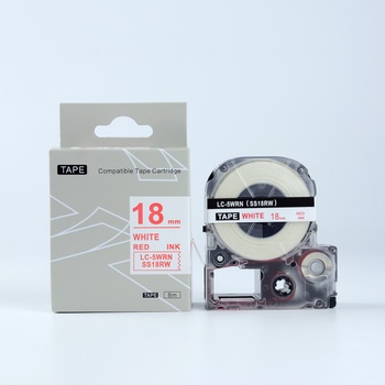 Compatible Epson LK-SS18RW, 18mm x 9m, червен печат / бял фон, съвместима лента (LKSS18RW)