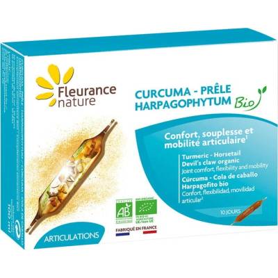 Fleurance Nature Био куркума, дяволски нокът и хвощ - 10 ампули