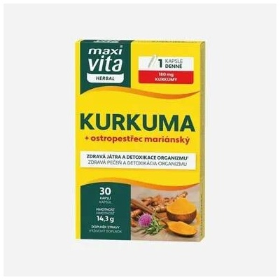 Maxi Vita Herbal Kurkuma a ostropestřec mariánský 6 x 30 kapslí